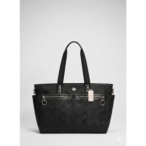 Coach Black Signature Canvas Tote Bag One Size